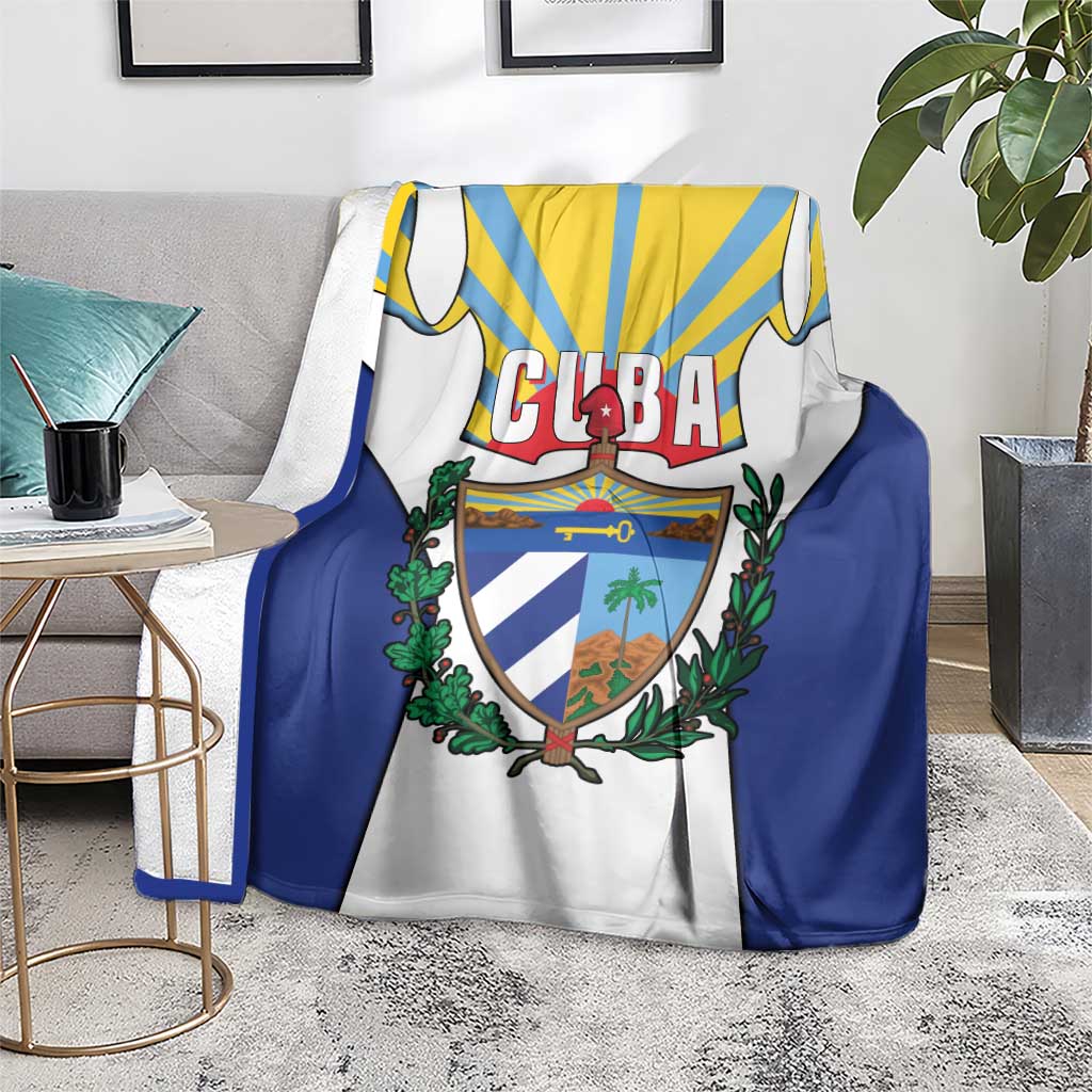 Cuba Coat of Arms Blanket Colorful Cuban Flag Shield with Red Yellow Blue Patriotic Design - Wonder Print Shop