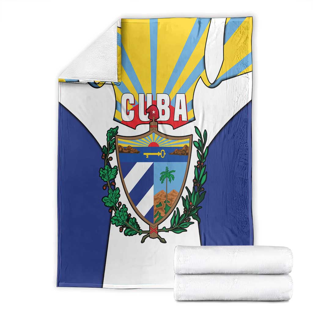 Cuba Coat of Arms Blanket Colorful Cuban Flag Shield with Red Yellow Blue Patriotic Design - Wonder Print Shop