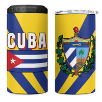 Cuba Coat of Arms 4 in 1 Can Cooler Tumbler Colorful Cuban Flag Shield with Red Yellow Blue Patriotic Design - Wonder Print Shop