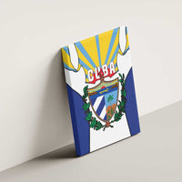 Cuba Coat of Arms Canvas Wall Art Colorful Cuban Flag Shield with Red Yellow Blue Patriotic Design - Wonder Print Shop
