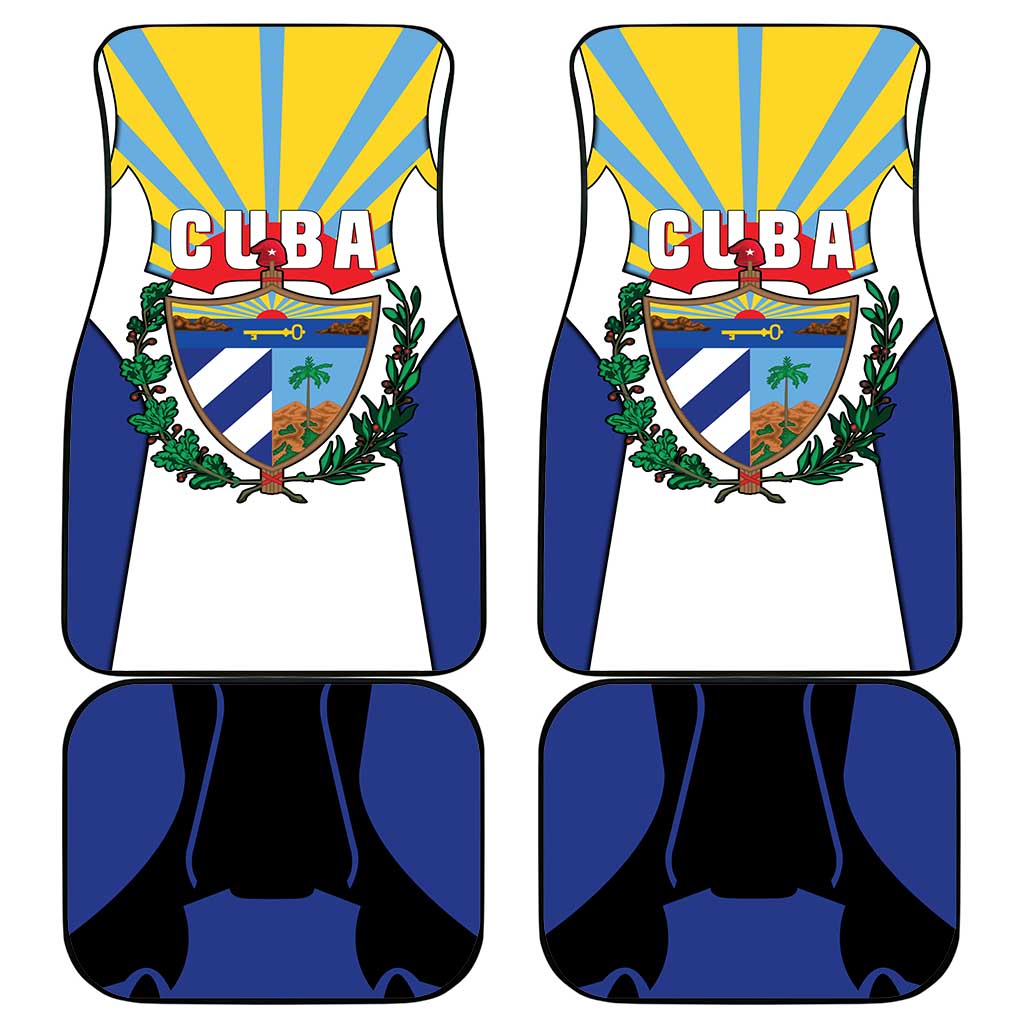 Cuba Coat of Arms Car Mats Colorful Cuban Flag Shield with Red Yellow Blue Patriotic Design - Wonder Print Shop