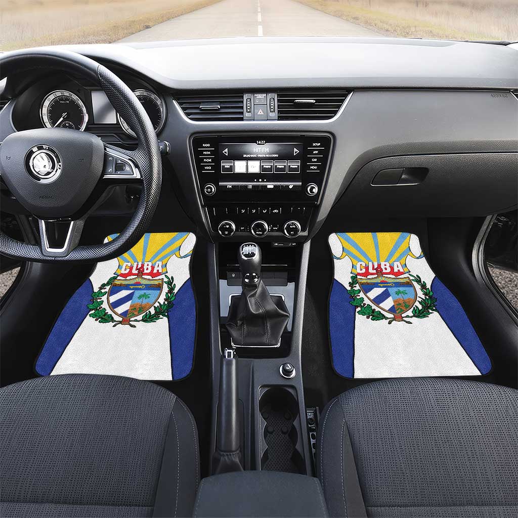 Cuba Coat of Arms Car Mats Colorful Cuban Flag Shield with Red Yellow Blue Patriotic Design - Wonder Print Shop