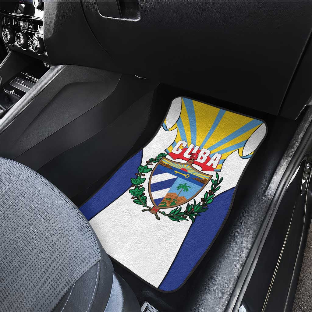 Cuba Coat of Arms Car Mats Colorful Cuban Flag Shield with Red Yellow Blue Patriotic Design - Wonder Print Shop