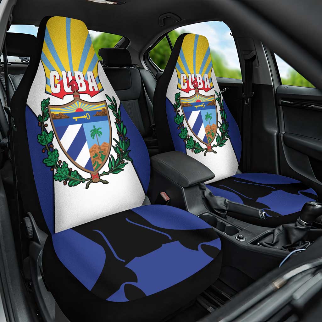 Cuba Coat of Arms Car Seat Cover Colorful Cuban Flag Shield with Red Yellow Blue Patriotic Design - Wonder Print Shop