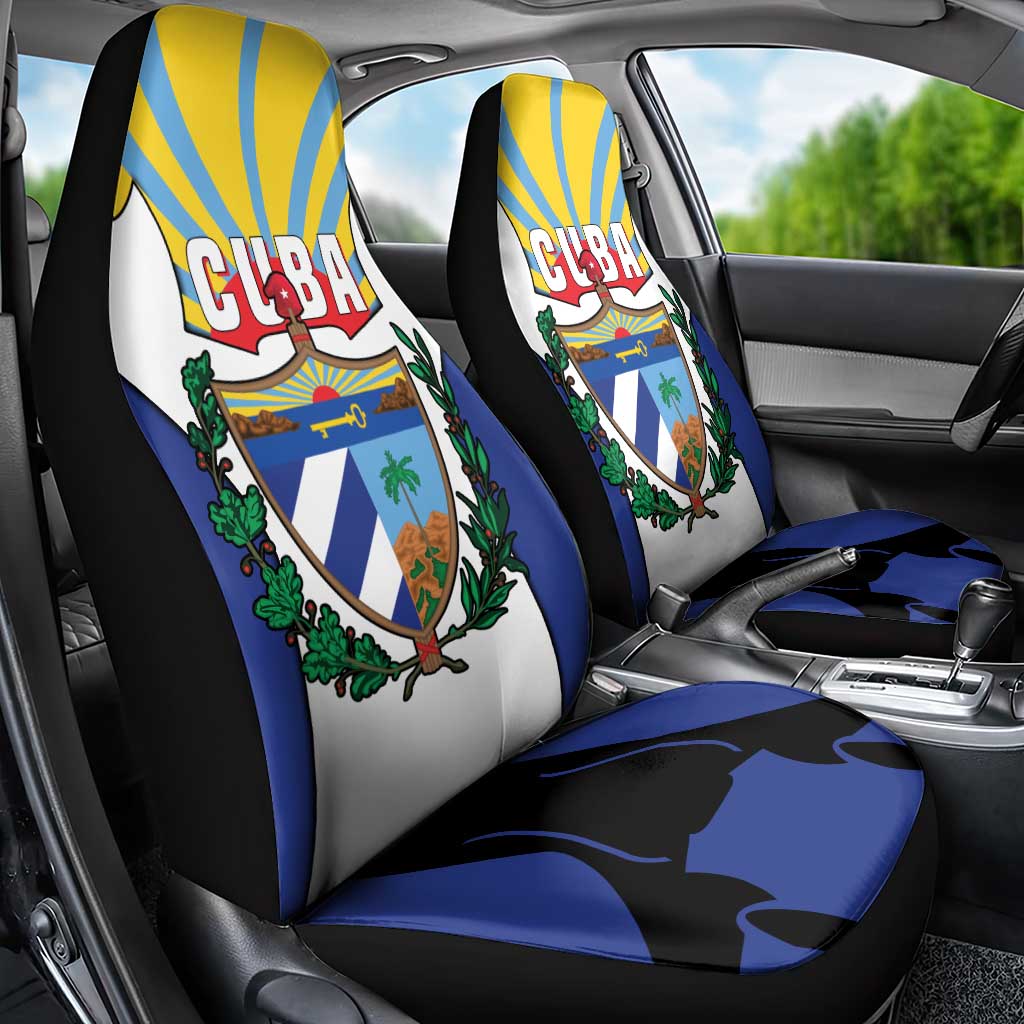 Cuba Coat of Arms Car Seat Cover Colorful Cuban Flag Shield with Red Yellow Blue Patriotic Design - Wonder Print Shop