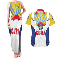 Cuba Coat of Arms Couples Matching Tank Maxi Dress and Hawaiian Shirt Colorful Cuban Flag Shield with Red Yellow Blue Patriotic Design - Wonder Print Shop