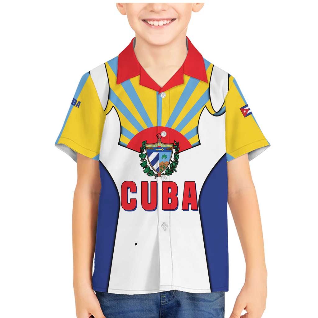 Cuba Coat of Arms Family Matching Mermaid Dress and Hawaiian Shirt Colorful Cuban Flag Shield with Red Yellow Blue Patriotic Design - Wonder Print Shop