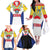 Cuba Coat of Arms Family Matching Off The Shoulder Long Sleeve Dress and Hawaiian Shirt Colorful Cuban Flag Shield with Red Yellow Blue Patriotic Design - Wonder Print Shop
