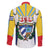 Cuba Coat of Arms Family Matching Off The Shoulder Long Sleeve Dress and Hawaiian Shirt Colorful Cuban Flag Shield with Red Yellow Blue Patriotic Design - Wonder Print Shop