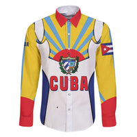 Cuba Coat of Arms Family Matching Off Shoulder Short Dress and Hawaiian Shirt Colorful Cuban Flag Shield with Red Yellow Blue Patriotic Design - Wonder Print Shop