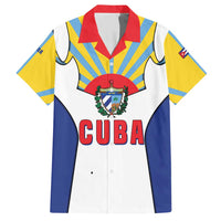 Cuba Coat of Arms Family Matching Short Sleeve Bodycon Dress and Hawaiian Shirt Colorful Cuban Flag Shield with Red Yellow Blue Patriotic Design - Wonder Print Shop