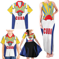 Cuba Coat of Arms Family Matching Tank Maxi Dress and Hawaiian Shirt Colorful Cuban Flag Shield with Red Yellow Blue Patriotic Design - Wonder Print Shop