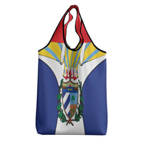Cuba Coat of Arms Grocery Bag Colorful Cuban Flag Shield with Red Yellow Blue Patriotic Design - Wonder Print Shop