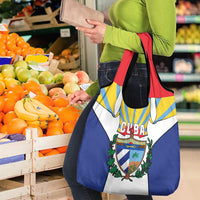 Cuba Coat of Arms Grocery Bag Colorful Cuban Flag Shield with Red Yellow Blue Patriotic Design - Wonder Print Shop