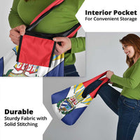 Cuba Coat of Arms Grocery Bag Colorful Cuban Flag Shield with Red Yellow Blue Patriotic Design - Wonder Print Shop