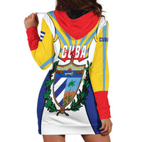 Cuba Coat of Arms Hoodie Dress Colorful Cuban Flag Shield with Red Yellow Blue Patriotic Design - Wonder Print Shop