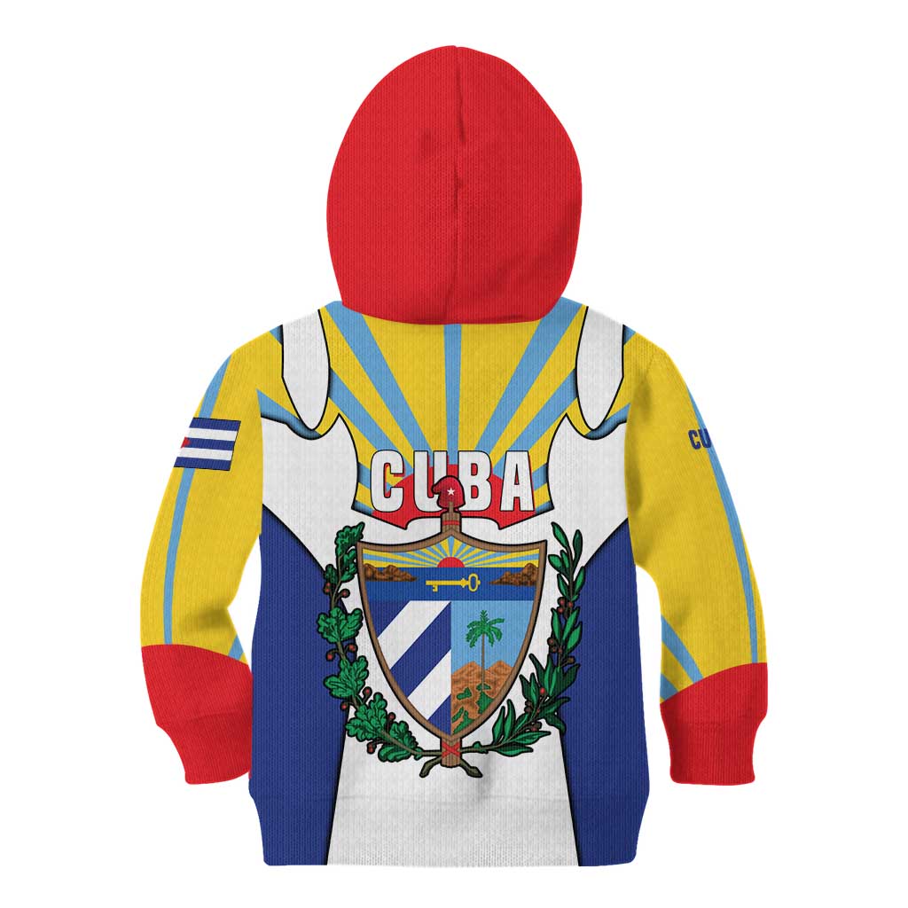 Cuba Coat of Arms Kid Hoodie Colorful Cuban Flag Shield with Red Yellow Blue Patriotic Design - Wonder Print Shop