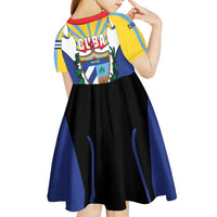 Cuba Coat of Arms Kid Short Sleeve Dress Colorful Cuban Flag Shield with Red Yellow Blue Patriotic Design - Wonder Print Shop