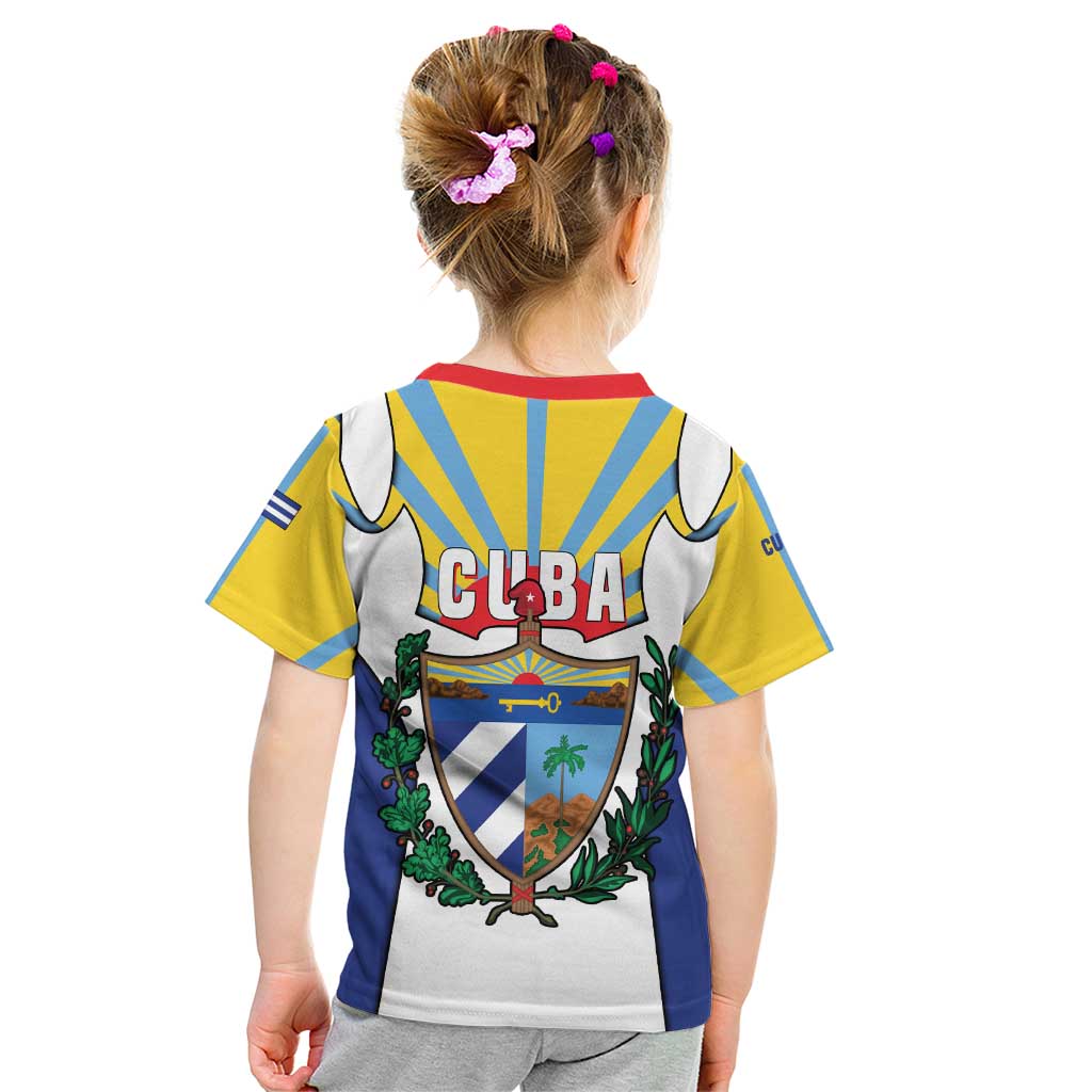 Cuba Coat of Arms Kid T Shirt Colorful Cuban Flag Shield with Red Yellow Blue Patriotic Design - Wonder Print Shop