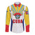 Cuba Coat of Arms Long Sleeve Button Shirt Colorful Cuban Flag Shield with Red Yellow Blue Patriotic Design - Wonder Print Shop