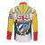 Cuba Coat of Arms Long Sleeve Button Shirt Colorful Cuban Flag Shield with Red Yellow Blue Patriotic Design - Wonder Print Shop
