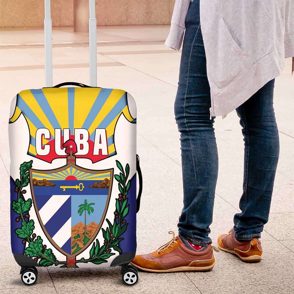 Cuba Coat of Arms Luggage Cover Colorful Cuban Flag Shield with Red Yellow Blue Patriotic Design - Wonder Print Shop