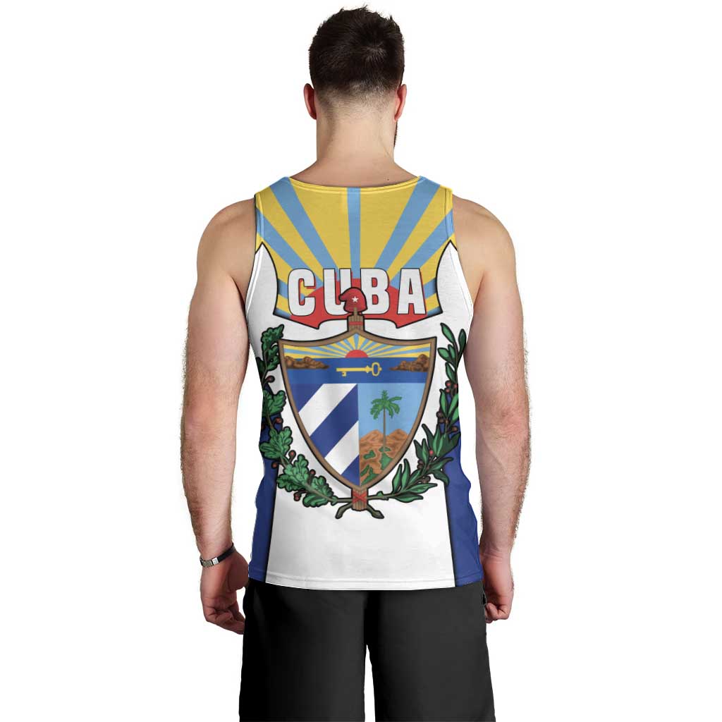 Cuba Coat of Arms Men Tank Top Colorful Cuban Flag Shield with Red Yellow Blue Patriotic Design - Wonder Print Shop
