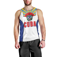 Cuba Coat of Arms Men Tank Top Colorful Cuban Flag Shield with Red Yellow Blue Patriotic Design - Wonder Print Shop