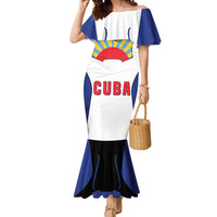 Cuba Coat of Arms Mermaid Dress Colorful Cuban Flag Shield with Red Yellow Blue Patriotic Design - Wonder Print Shop