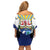 Cuba Coat of Arms Off Shoulder Short Dress Colorful Cuban Flag Shield with Red Yellow Blue Patriotic Design - Wonder Print Shop
