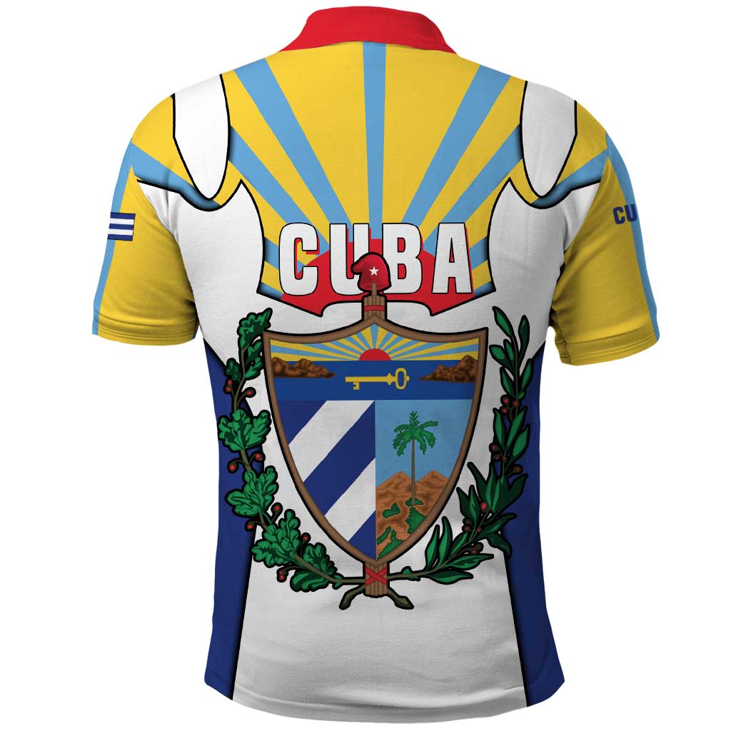 Cuba Coat of Arms Polo Shirt Colorful Cuban Flag Shield with Red Yellow Blue Patriotic Design - Wonder Print Shop
