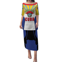 Cuba Coat of Arms Puletasi Colorful Cuban Flag Shield with Red Yellow Blue Patriotic Design - Wonder Print Shop