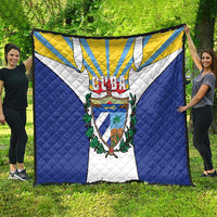 Cuba Coat of Arms Quilt Colorful Cuban Flag Shield with Red Yellow Blue Patriotic Design - Wonder Print Shop