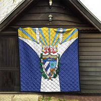 Cuba Coat of Arms Quilt Colorful Cuban Flag Shield with Red Yellow Blue Patriotic Design - Wonder Print Shop
