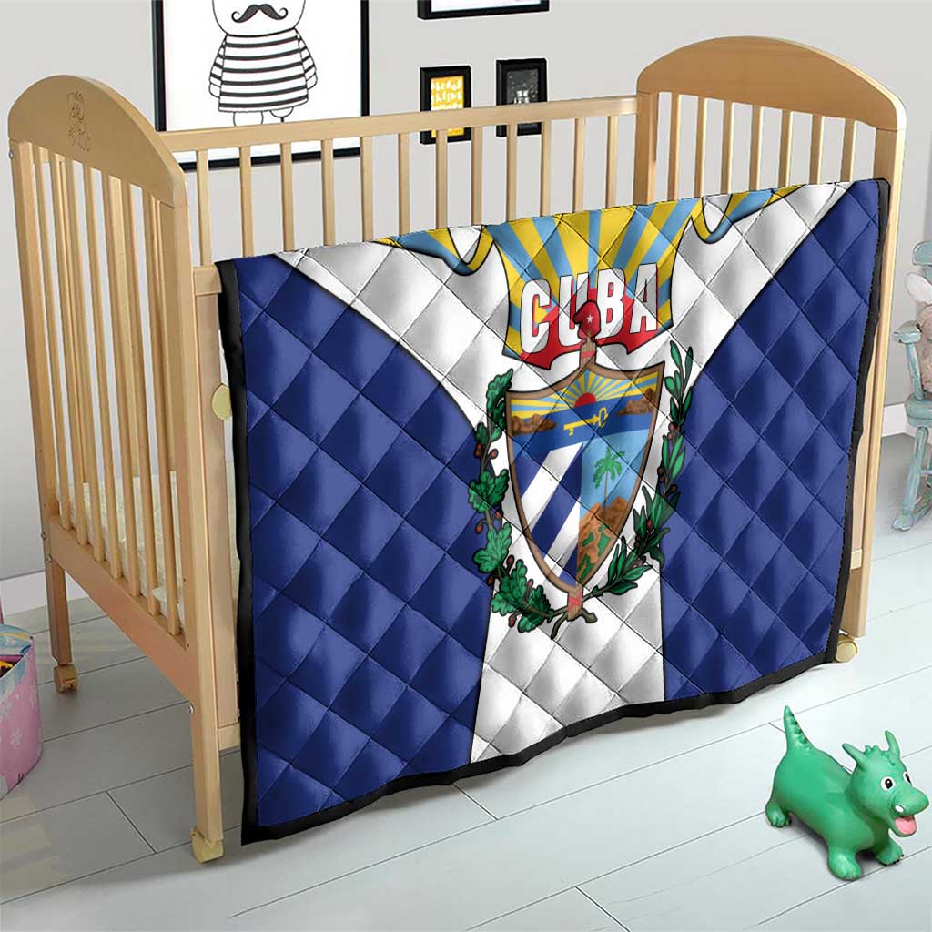 Cuba Coat of Arms Quilt Colorful Cuban Flag Shield with Red Yellow Blue Patriotic Design - Wonder Print Shop