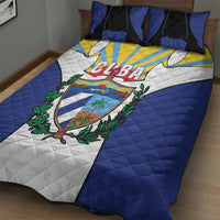 Cuba Coat of Arms Quilt Bed Set Colorful Cuban Flag Shield with Red Yellow Blue Patriotic Design - Wonder Print Shop