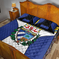 Cuba Coat of Arms Quilt Bed Set Colorful Cuban Flag Shield with Red Yellow Blue Patriotic Design - Wonder Print Shop