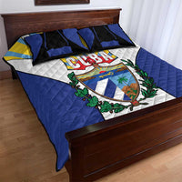 Cuba Coat of Arms Quilt Bed Set Colorful Cuban Flag Shield with Red Yellow Blue Patriotic Design - Wonder Print Shop