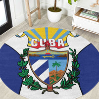 Cuba Coat of Arms Round Carpet Colorful Cuban Flag Shield with Red Yellow Blue Patriotic Design - Wonder Print Shop