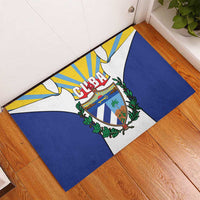 Cuba Coat of Arms Rubber Doormat Colorful Cuban Flag Shield with Red Yellow Blue Patriotic Design - Wonder Print Shop