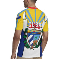 Cuba Coat of Arms Rugby Jersey Colorful Cuban Flag Shield with Red Yellow Blue Patriotic Design - Wonder Print Shop