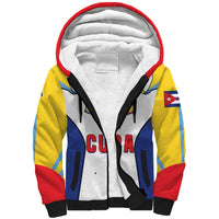 Cuba Coat of Arms Sherpa Hoodie Colorful Cuban Flag Shield with Red Yellow Blue Patriotic Design - Wonder Print Shop