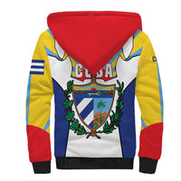 Cuba Coat of Arms Sherpa Hoodie Colorful Cuban Flag Shield with Red Yellow Blue Patriotic Design - Wonder Print Shop