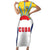 Cuba Coat of Arms Short Sleeve Bodycon Dress Colorful Cuban Flag Shield with Red Yellow Blue Patriotic Design - Wonder Print Shop