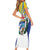 Cuba Coat of Arms Short Sleeve Bodycon Dress Colorful Cuban Flag Shield with Red Yellow Blue Patriotic Design - Wonder Print Shop