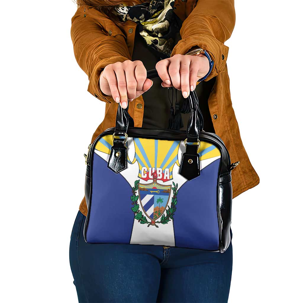 Cuba Coat of Arms Shoulder Handbag Colorful Cuban Flag Shield with Red Yellow Blue Patriotic Design - Wonder Print Shop