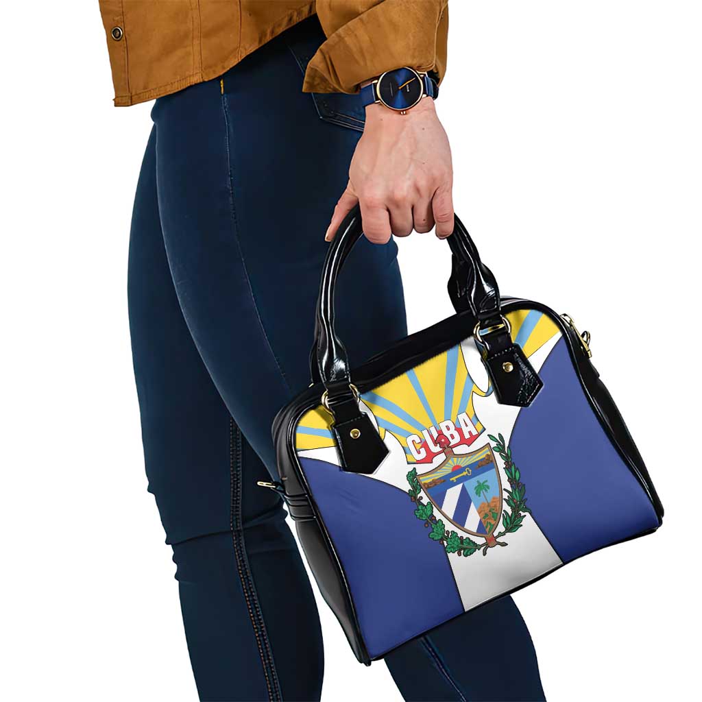 Cuba Coat of Arms Shoulder Handbag Colorful Cuban Flag Shield with Red Yellow Blue Patriotic Design - Wonder Print Shop