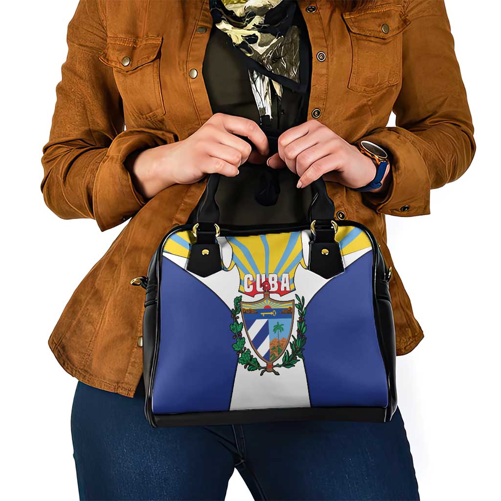 Cuba Coat of Arms Shoulder Handbag Colorful Cuban Flag Shield with Red Yellow Blue Patriotic Design - Wonder Print Shop