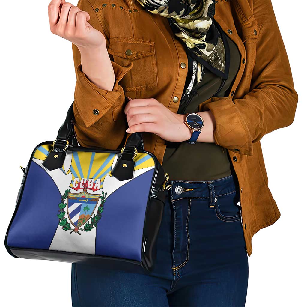 Cuba Coat of Arms Shoulder Handbag Colorful Cuban Flag Shield with Red Yellow Blue Patriotic Design - Wonder Print Shop