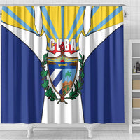 Cuba Coat of Arms Shower Curtain Colorful Cuban Flag Shield with Red Yellow Blue Patriotic Design - Wonder Print Shop